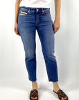 Cambio - Piper short | 9128 - Jeans gehaakte details - MEDIUMBLUE