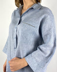 Peserico - Hemdbloes linnen met Punto Luce - Lichtblauw - S06491