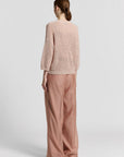 Peserico - Leinenpullover mit langen Ärmeln und Pailletten - Light Pink - S99134F05