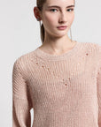 Peserico - Leinenpullover mit langen Ärmeln und Pailletten - Light Pink - S99134F05