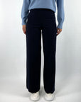 Seductive Kimberly wide leg broek in donkerblauw met elastische taille en soepele viscosejersey