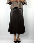 Seductive 094126-9052 midi-rok in zachte lederlook met licht uitlopende pasvorm en elastische tailleband
