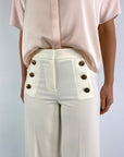 Verführerisch - Bridget | 9545 - Hose mit goldenen Knöpfen - Off White