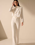 Oscar the collection - Tullah top - Locker drapierte Bluse ecru