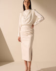 Oscar the collection - Tullah top - Locker drapierte Bluse ecru