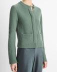 Vince - V139979778|376 - Vest gebreid boiled wool - lindegroen