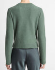 Vince - V139979778|376 - Vest gebreid boiled wool - lindegroen