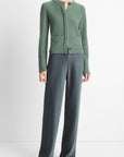 Vince - V139979778|376 - Vest gebreid boiled wool - lindegroen