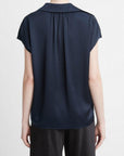 Vince - V968412709 - Ärmelloses Seidenpoloshirt - Küstenblau