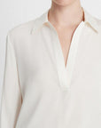 Vince - V025812972 - Seidenstretch-Poloshirt - Off-White