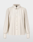 Overhemdblouse van Marccain met smalle schouders, wijde kimonomouwen en geplooid volume aan schouders en kraag
