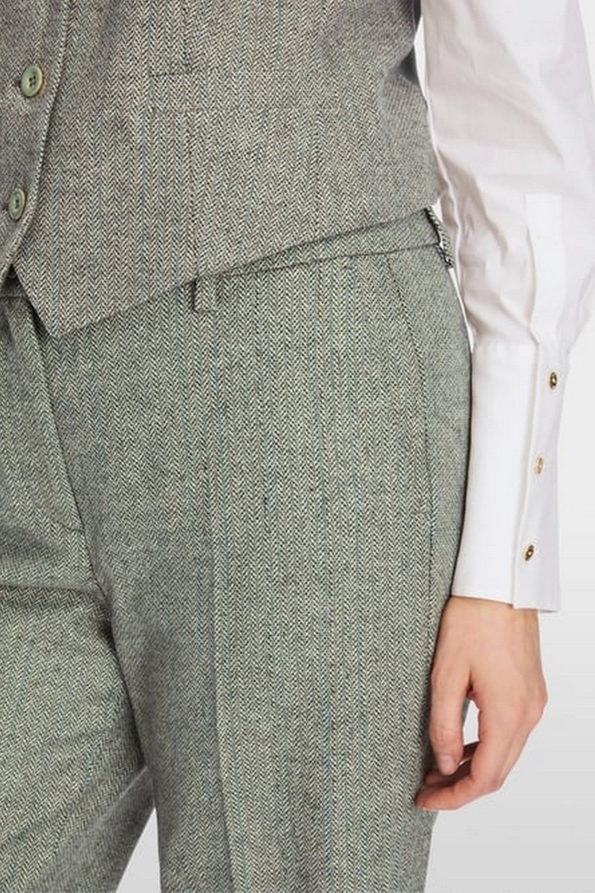 Marc Cain - XC 81.17 W27 | 503 - Broek omslag chevron frozen sage