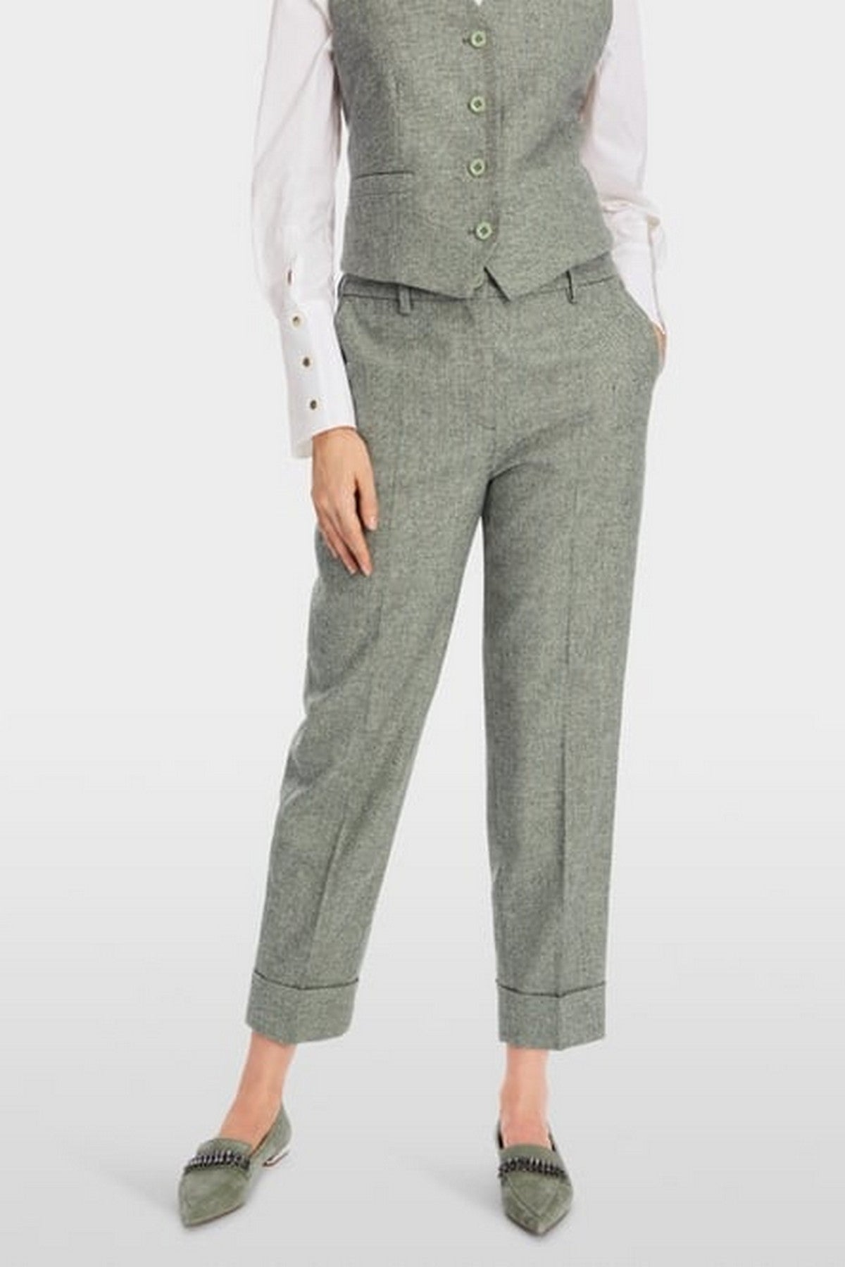 Marc Cain - XC 81.17 W27 | 503 - Broek omslag chevron frozen sage