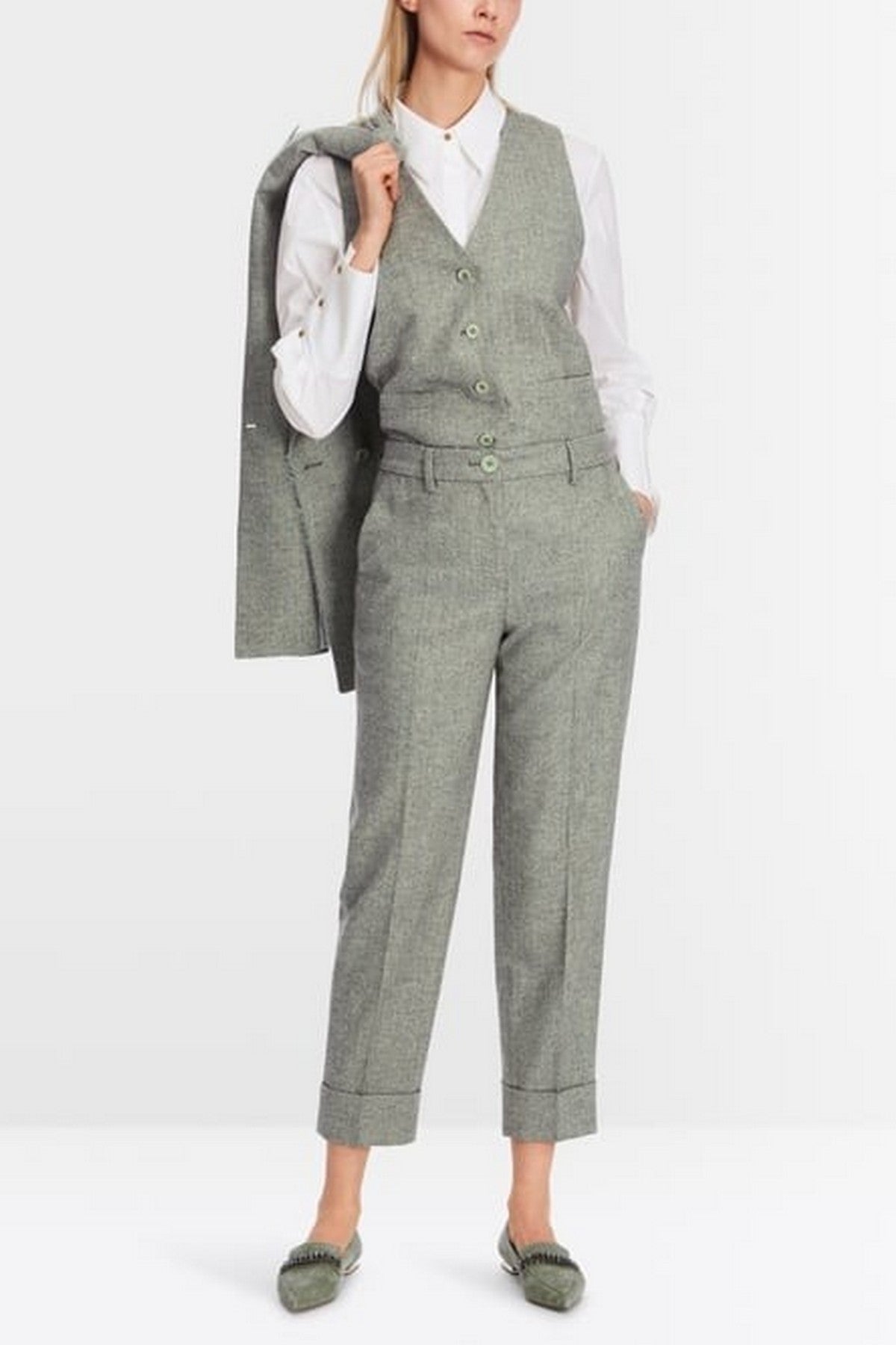 Marc Cain - XC 81.17 W27 | 503 - Broek omslag chevron frozen sage