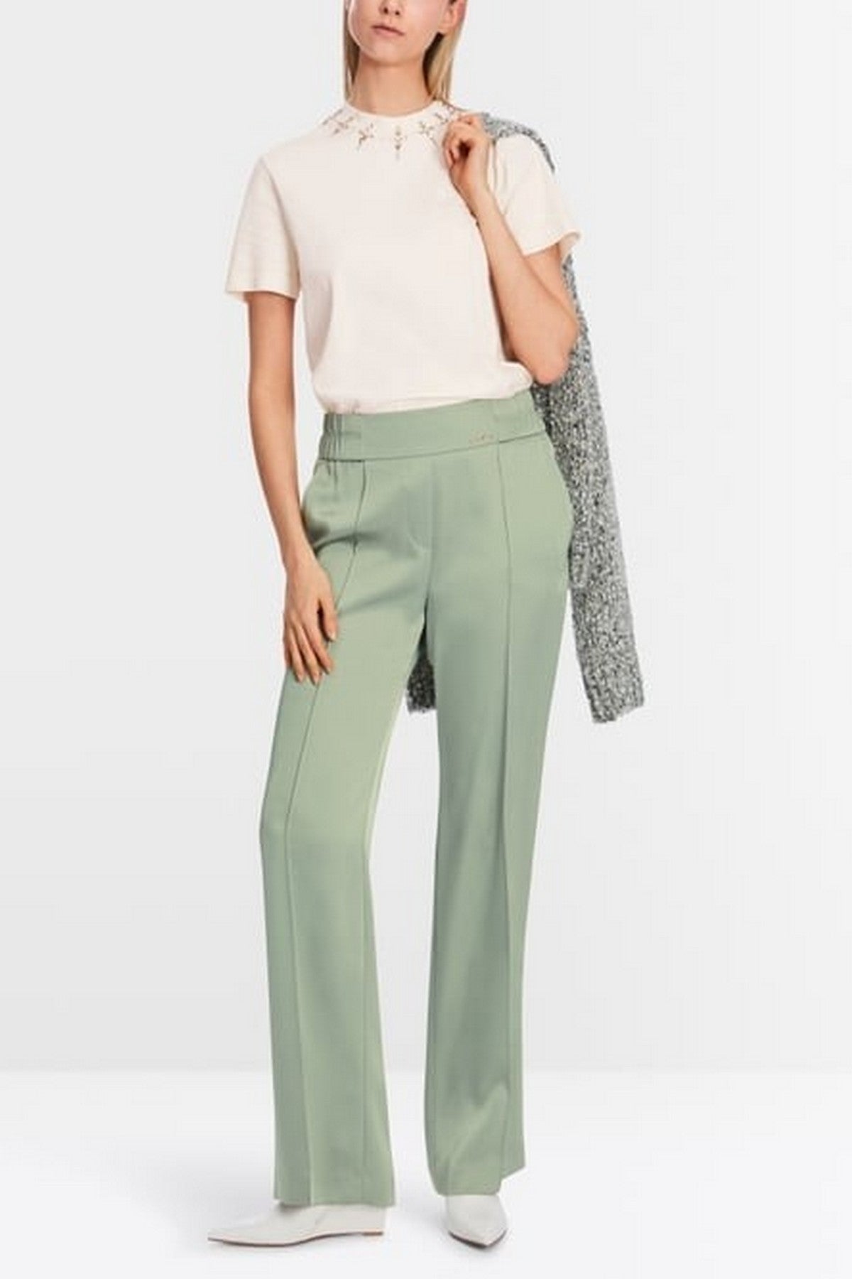 Marc Cain - XC 81.45 W15 | 503 - Broek wijd satinlook frozen sage