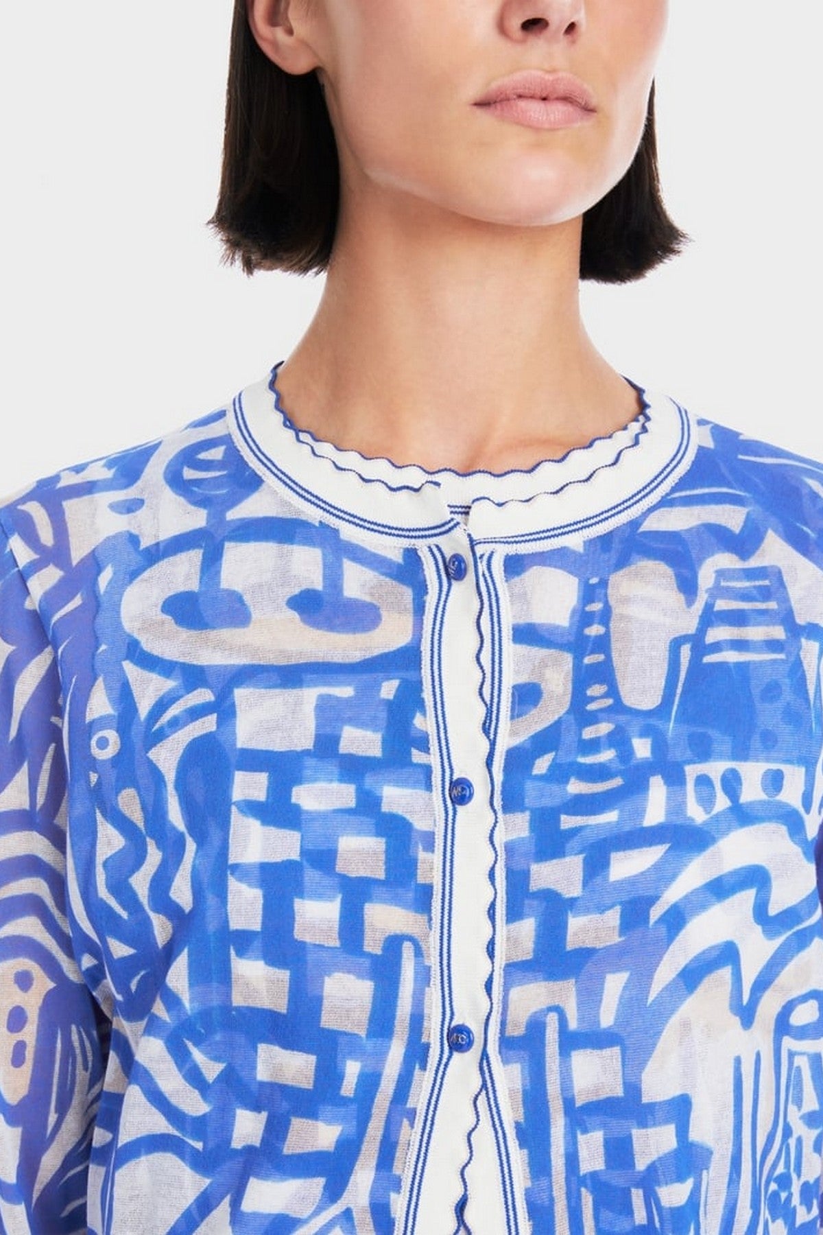 Marc Cain - YC 39.07 M58 | 366 - Vest gebreid print - gentian blue