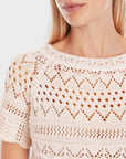 Marc Cain - YC 41.40 M47 | 153 - Kurzarm-Spitzenpullover - Magnolie