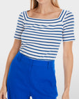 Marc Cain - YC 48.57 J16 | 366 - T-shirt strepen vierkant - gentian blue
