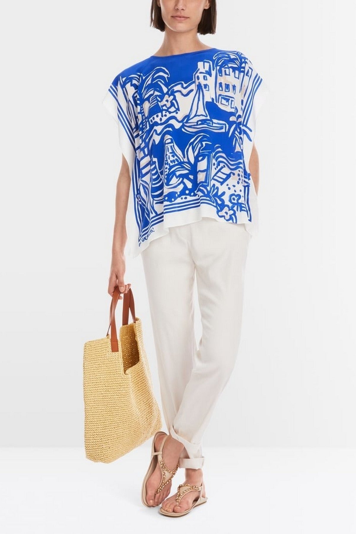 Marc Cain - YC 55.24 J67 | 366 - Bloes mouwloos dessin - gentian blue