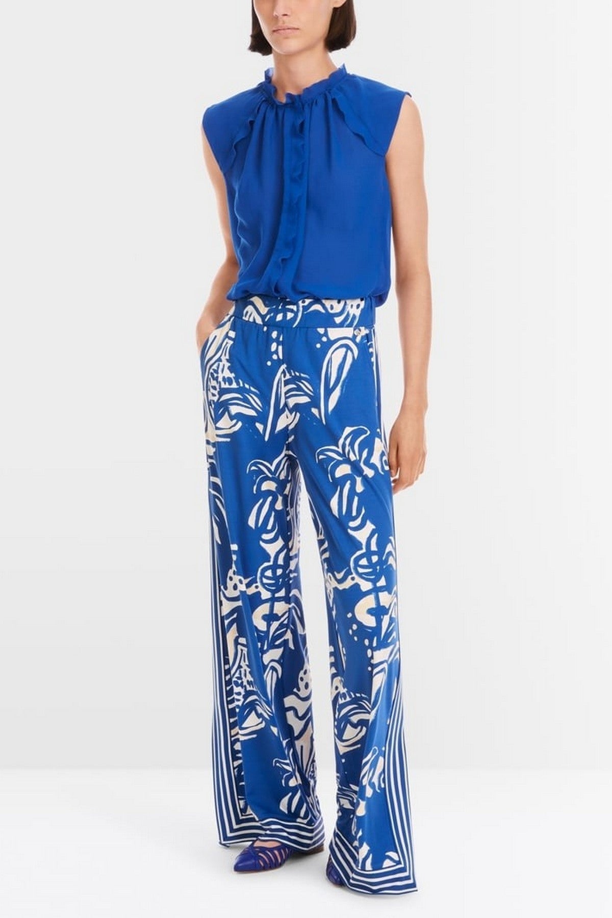 Marc Cain - YC 81.54 J32 | 366 - Broek print stropje - gentian blue