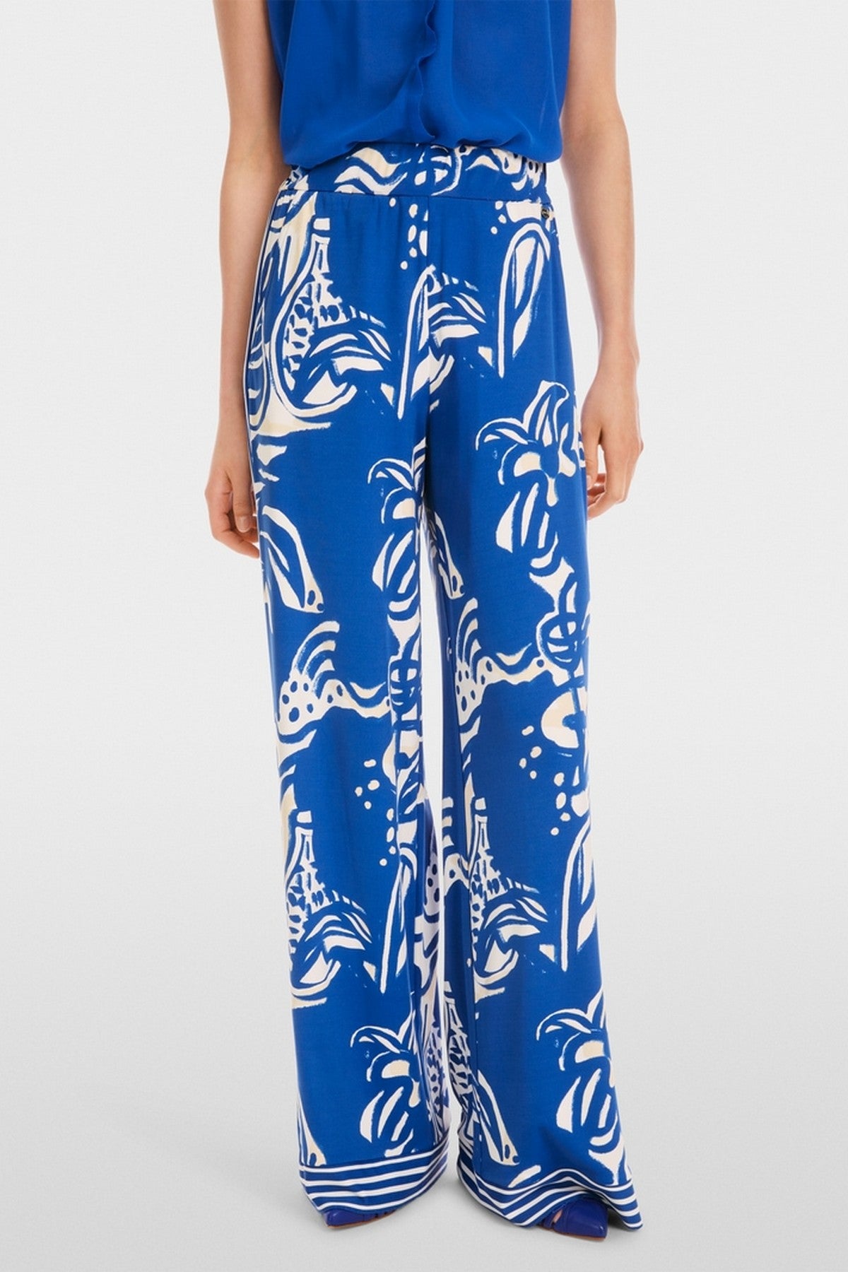 Marc Cain - YC 81.54 J32 | 366 - Broek print stropje - gentian blue