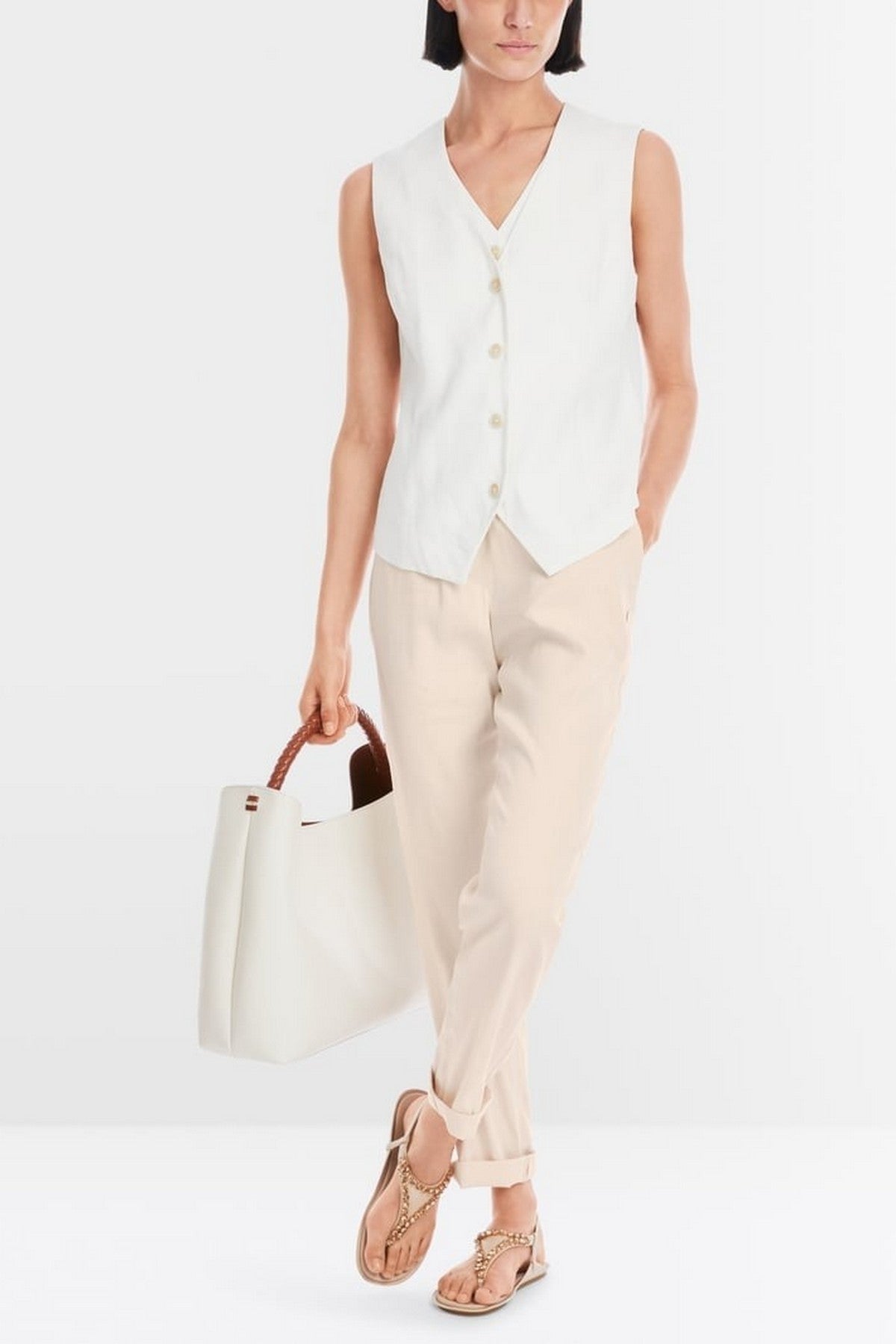 Marc Cain - YC 81.59 W70 | 153 - Broek casual linnen rhodos - magnolia