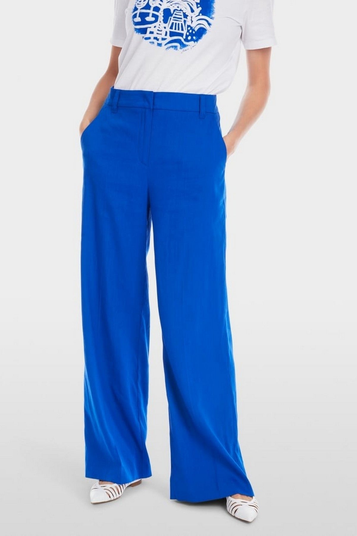 Marc Cain - YC 81.60 W70 | 366 - Broek wijd linnenmix - gentian blue