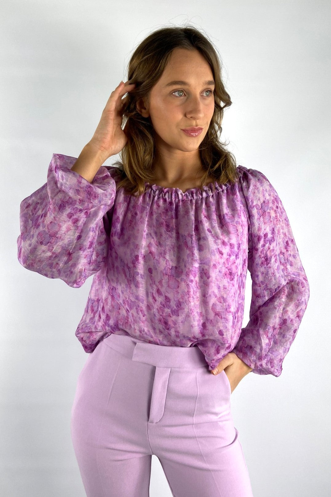 Zelaya - Gabrielle top FL8 - Off shoulder bloes - lila garden