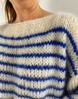 MAI - Pull 100% handmade marine - ecru blauw