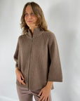 FFC - 12032 | 1295 - Cardigan met rits rib - hazelnoot