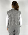 Peserico - S99647F05 | A71 - Mouwloze vest rits - granite