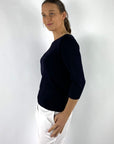 FFC - Fijngebreid Shirt met U-hals - Midnight - 15050 | 1038
