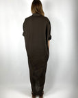 FFC - Maxidress 100% linnen - Chocolat - 15415