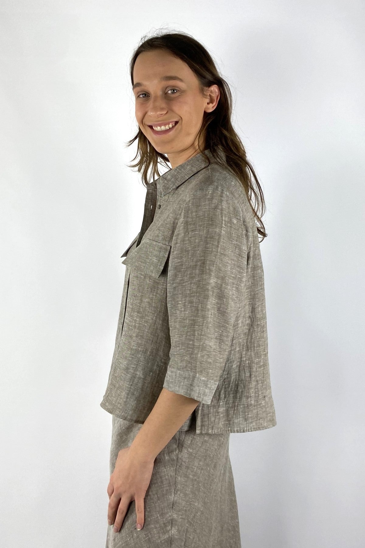 Hemisphere - Linnen Blouse Rinda - Taupe