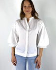 Hemisphere - Bluse mit Puffärmeln Popeline - Weiß - 261AMAL-32