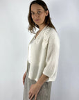 Hemisphere - Flower Application Cardigan - Off-white