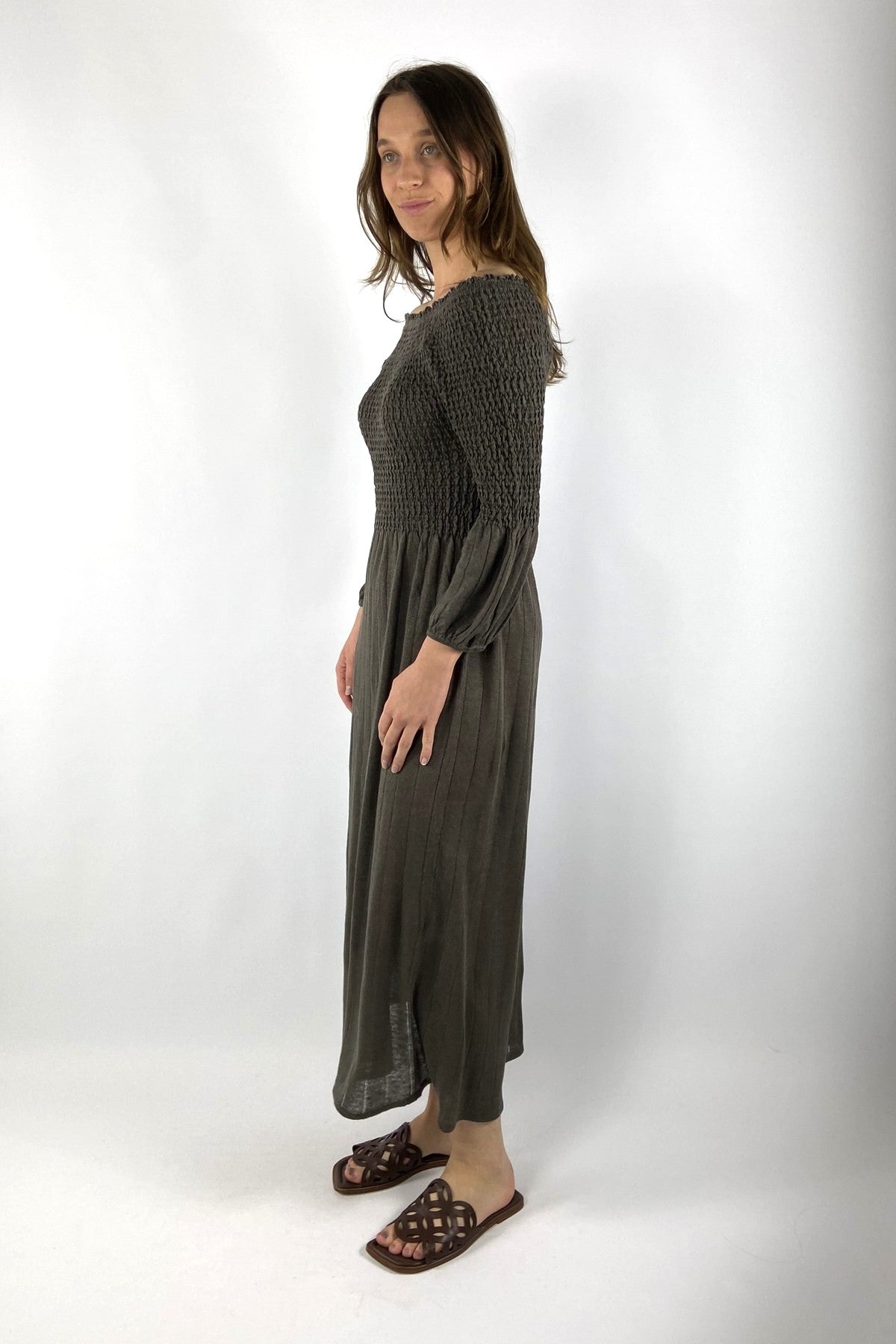 Hemisphere - Lange Jurk Ribgebreid - Chocolinea