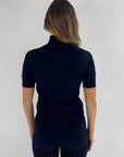 Oscar the collection - Cerine top - Truitje korte mouw rolkraag - NAVY