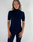 Oscar the collection - Cerine top - Truitje korte mouw rolkraag - NAVY