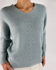 Hemisphere - 2422005-17 - Pull V cashmere zijde - blue cloud