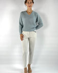 Hemisphere - 2422005-17 - Pull V cashmere zijde - blue cloud