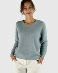 Hemisphere - 2422005-17 - Pull V cashmere zijde - blue cloud