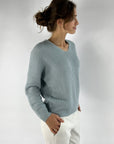 Hemisphere - 2422005-17 - Pull V cashmere zijde - blue cloud