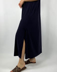 Nineto9 - Robe longue sans manches col en V - Bleu marine - 603L