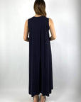 Nineto9 - Robe longue sans manches col en V - Bleu marine - 603L