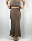 D.Exterior - Rok lang satijn - Mokka - 62662