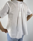 71-A06235J0-02944-01C Peserico wit T-shirt met detail van de geplooide voile achterzijde in A-lijn.