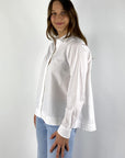 Peserico - Poplin blouse met stretch jersey achterzijde - Wit - A06841