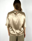 Peserico - Hemd aus Seidensatin mit Lurex-Details - Marron - A06871