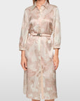 Marc Cain – AC 21.17 W09 | 217 – Hemdblusenkleid aus Seide mit Print – Pfirsich-Ecru
